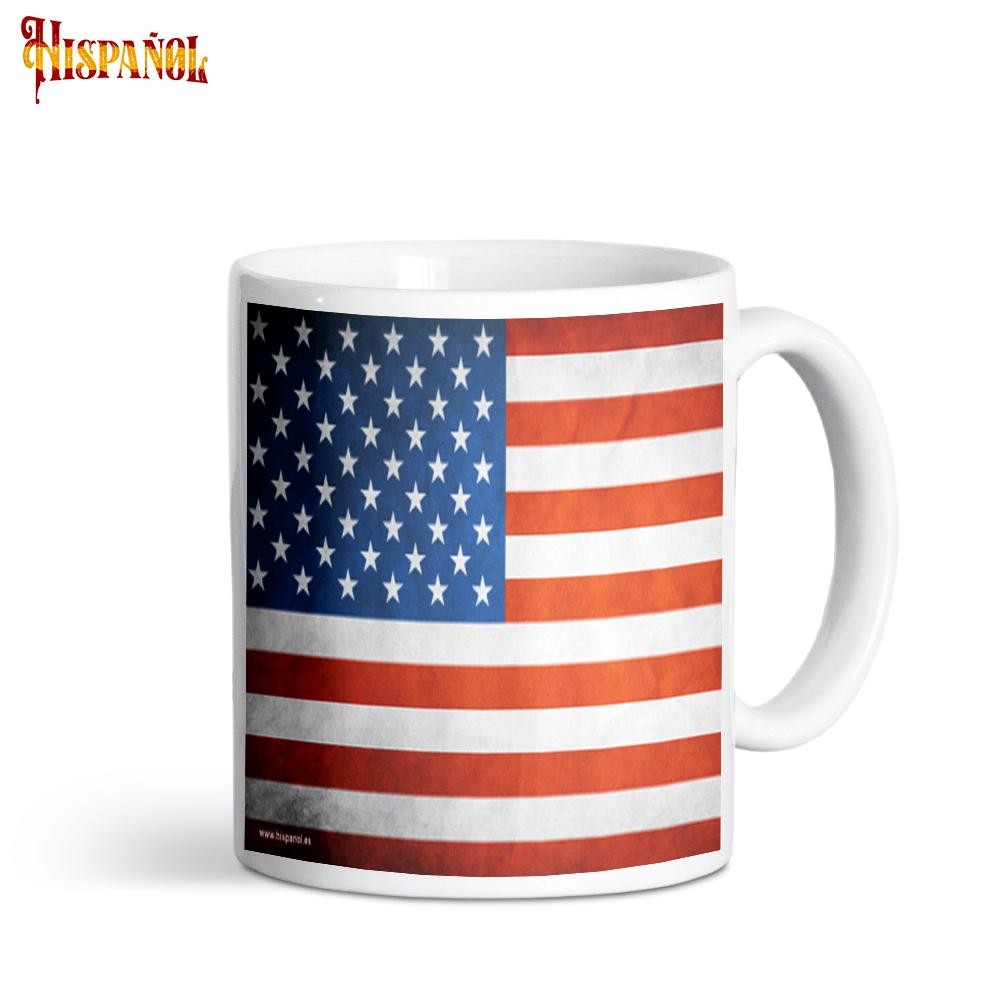Taza de Cerámica de la Bandera de Estados Unidos – Taza Americana Clásica con Estrellas y Franjas