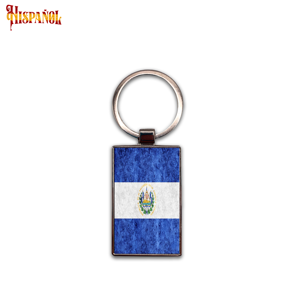 Llavero Rectangular El Salvador - Bandera y Escudo Nacional