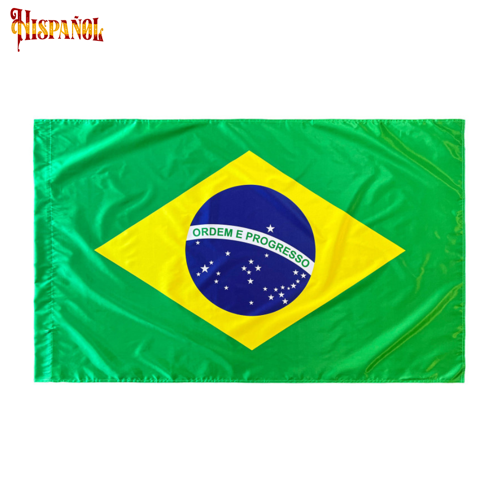 Bandera de Brasil de Tela Resistente – Bandera Oficial de Animación y Exterior (Formato Grande 150 x 90 cm) con Lema Ordem e Progresso