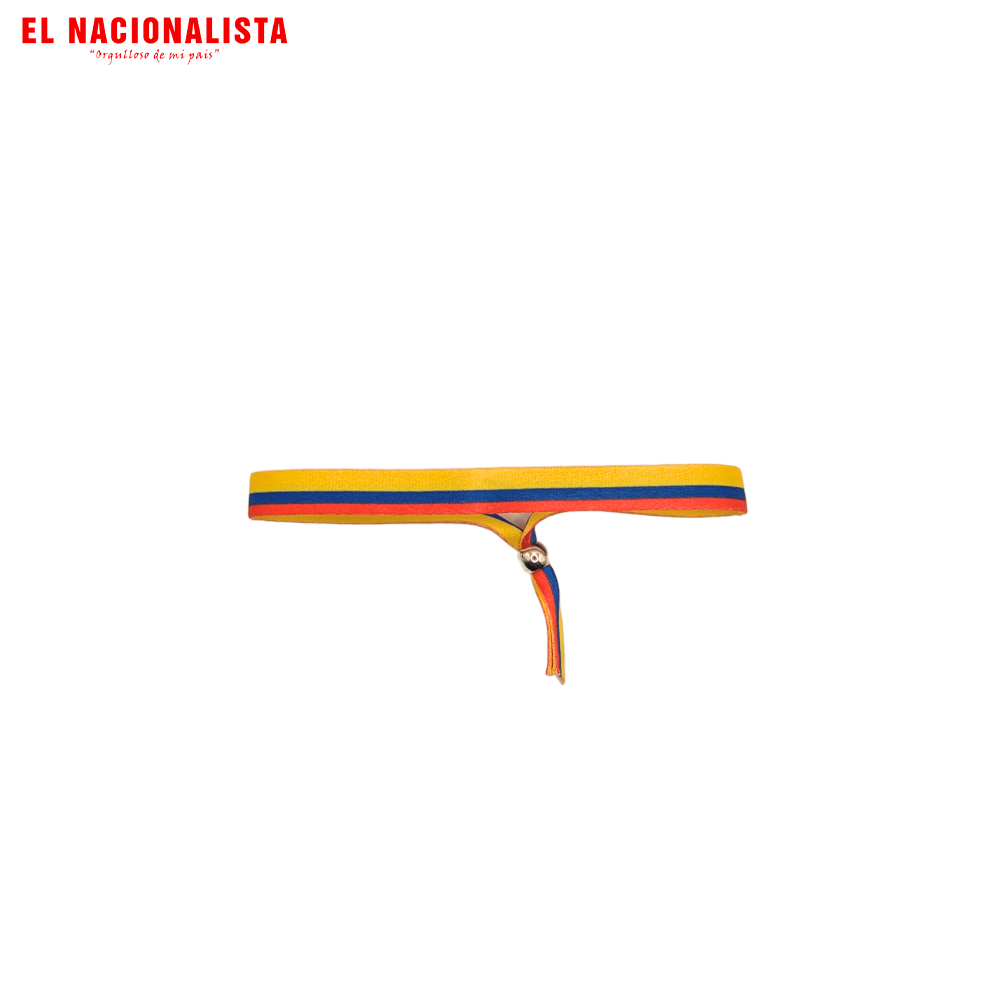 Pulsera de Tela de Colombia – Pulsera Tricolor de Cinta Rígida Ajustable con Pasador Dorado