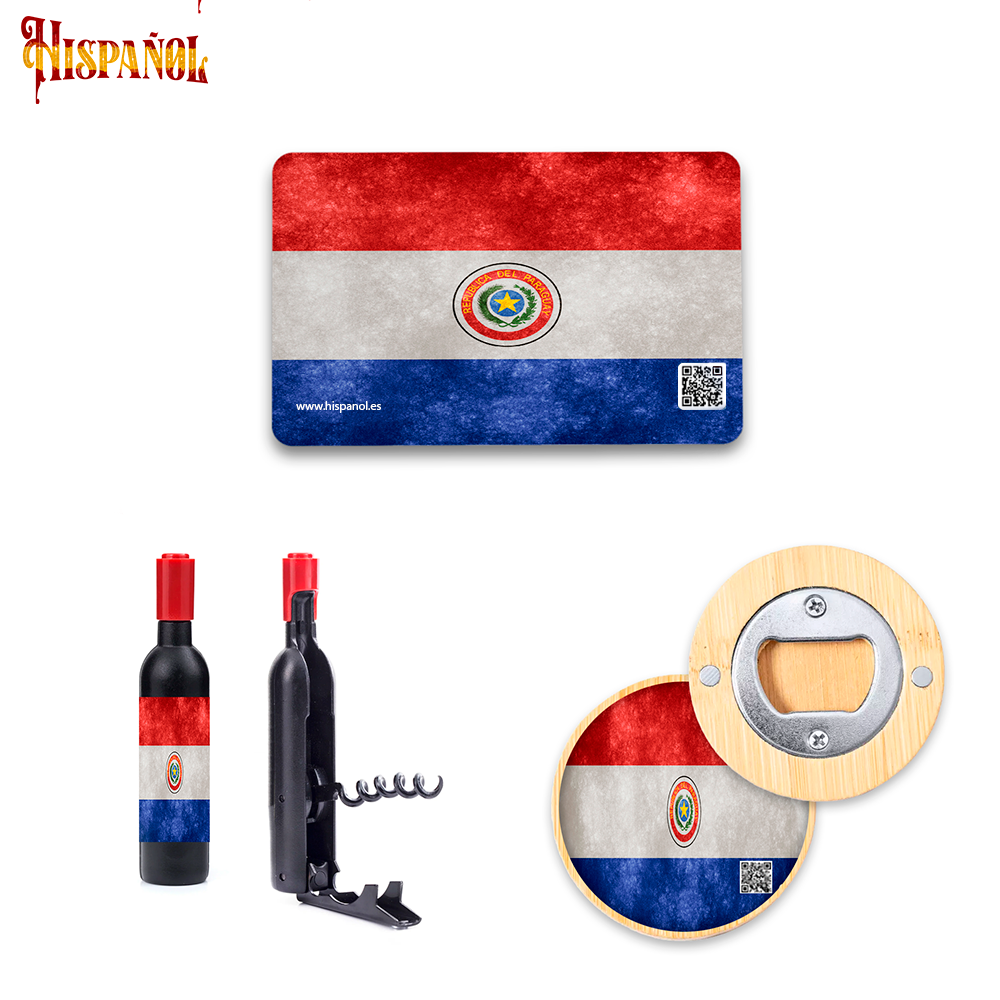 Pack Cocina Paraguay - Sacacorchos + Imán + Abrebotellas con forma botella