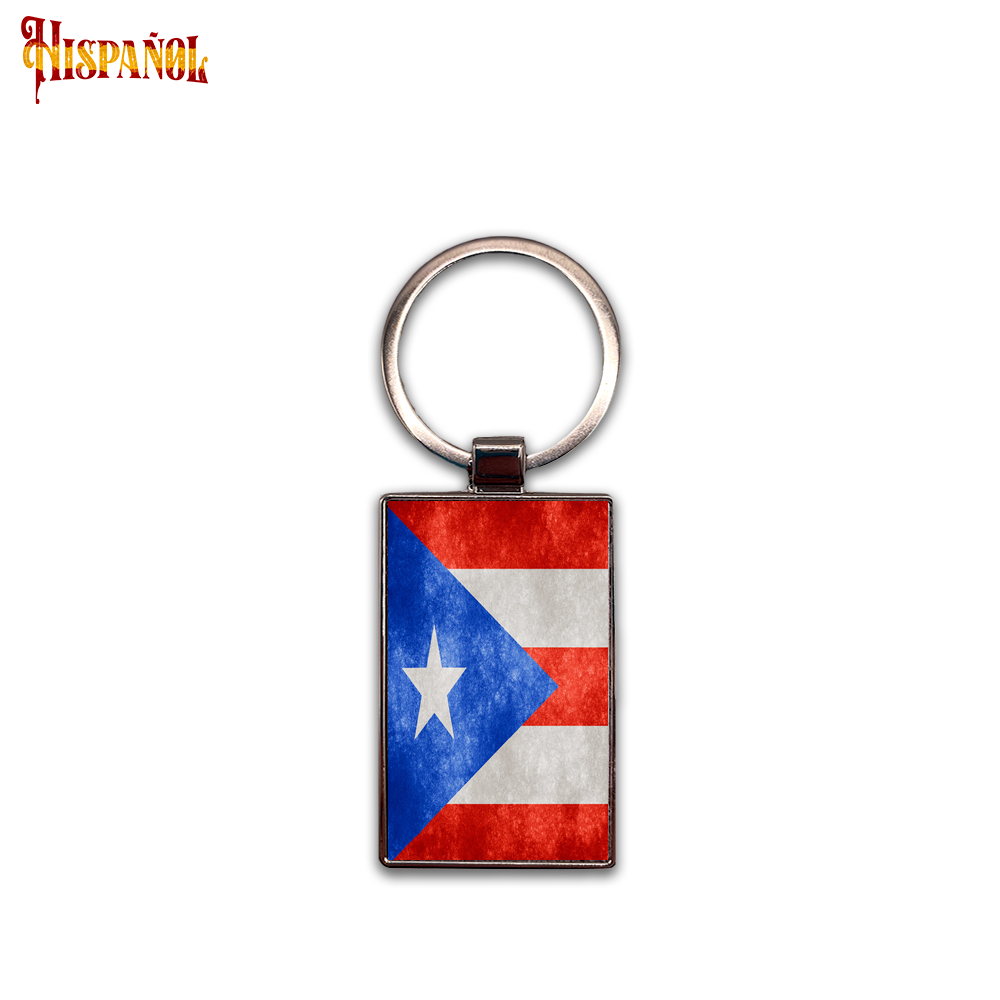 Llavero Rectangular Puerto Rico - Bandera y Escudo Nacional