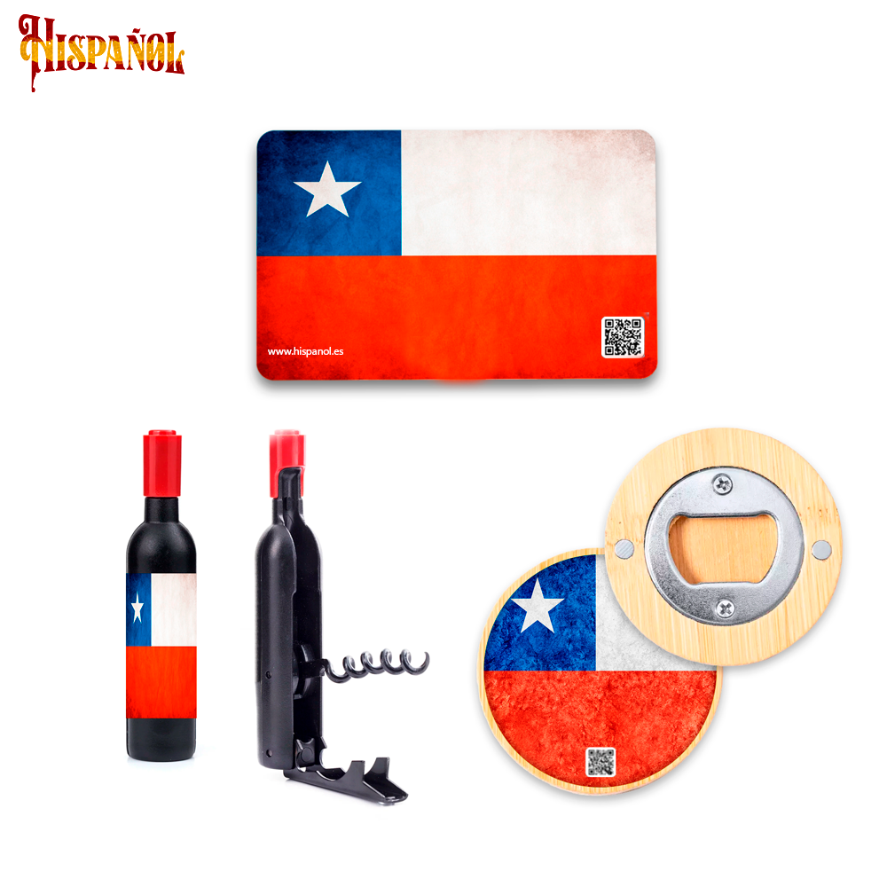 Pack Cocina Chile - Sacacorchos + Imán + Abrebotellas con forma botella