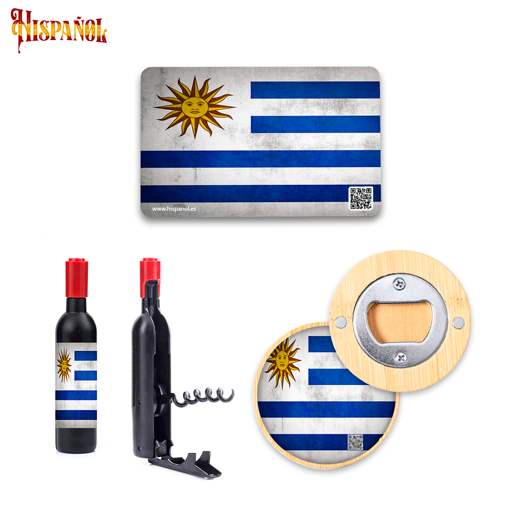 Pack Cocina Uruguay - Sacacorchos + Imán + Abrebotellas con forma botella