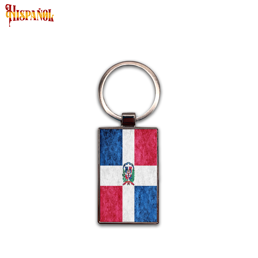 Llavero Rectangular República Dominicana - Bandera y Escudo Nacional