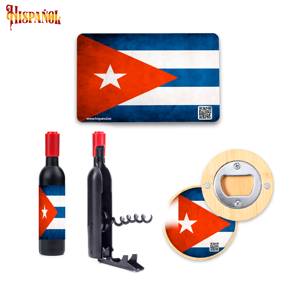 Pack Cocina Cuba - Sacacorchos + Imán + Abrebotellas con forma botella