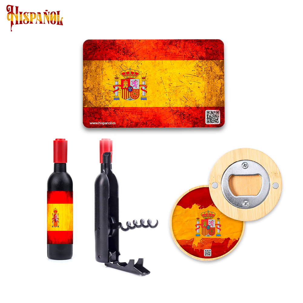 Pack Cocina España - Sacacorchos + Imán + Abrebotellas con forma botella