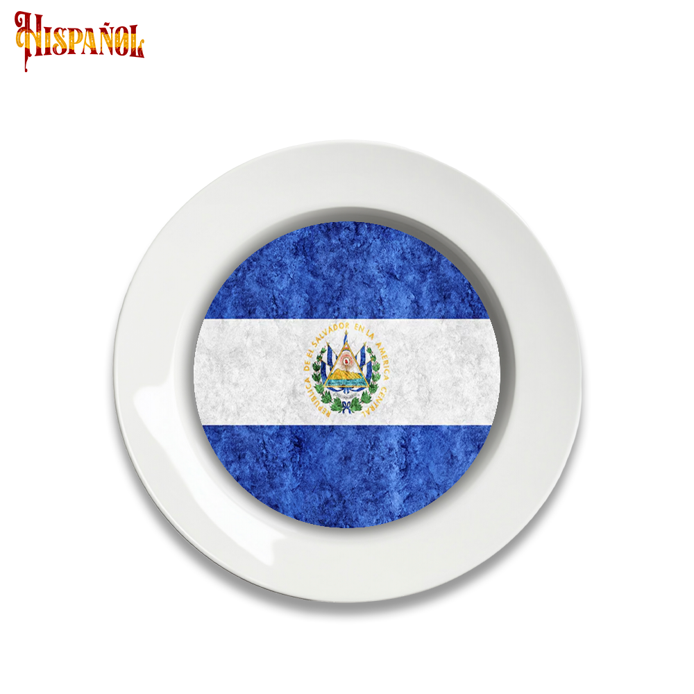 Plato El Salvador - Bandera y Escudo Nacional