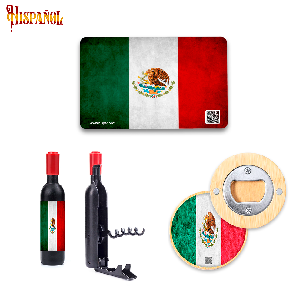 Pack Cocina Mexico - Sacacorchos + Imán + Abrebotellas con forma botella
