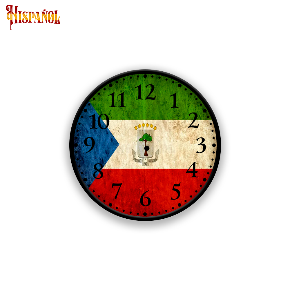 Reloj de Pared Guinea Ecuatorial - Bandera y Escudo Nacional
