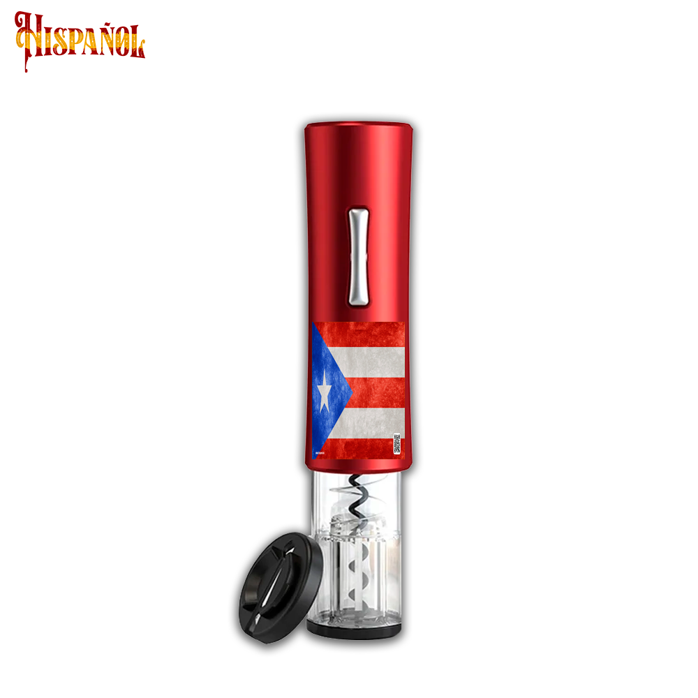 Sacacorchos Eléctrico Puerto Rico - Bandera y Escudo Nacional
