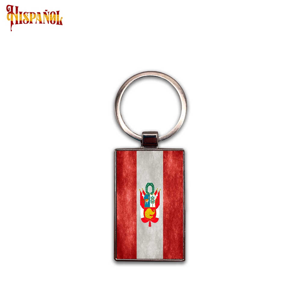 Llavero Rectangular Perú - Bandera y Escudo Nacional