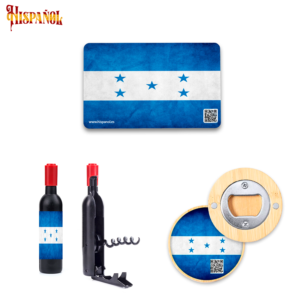 Pack Cocina Honduras - Sacacorchos + Imán + Abrebotellas con forma botella