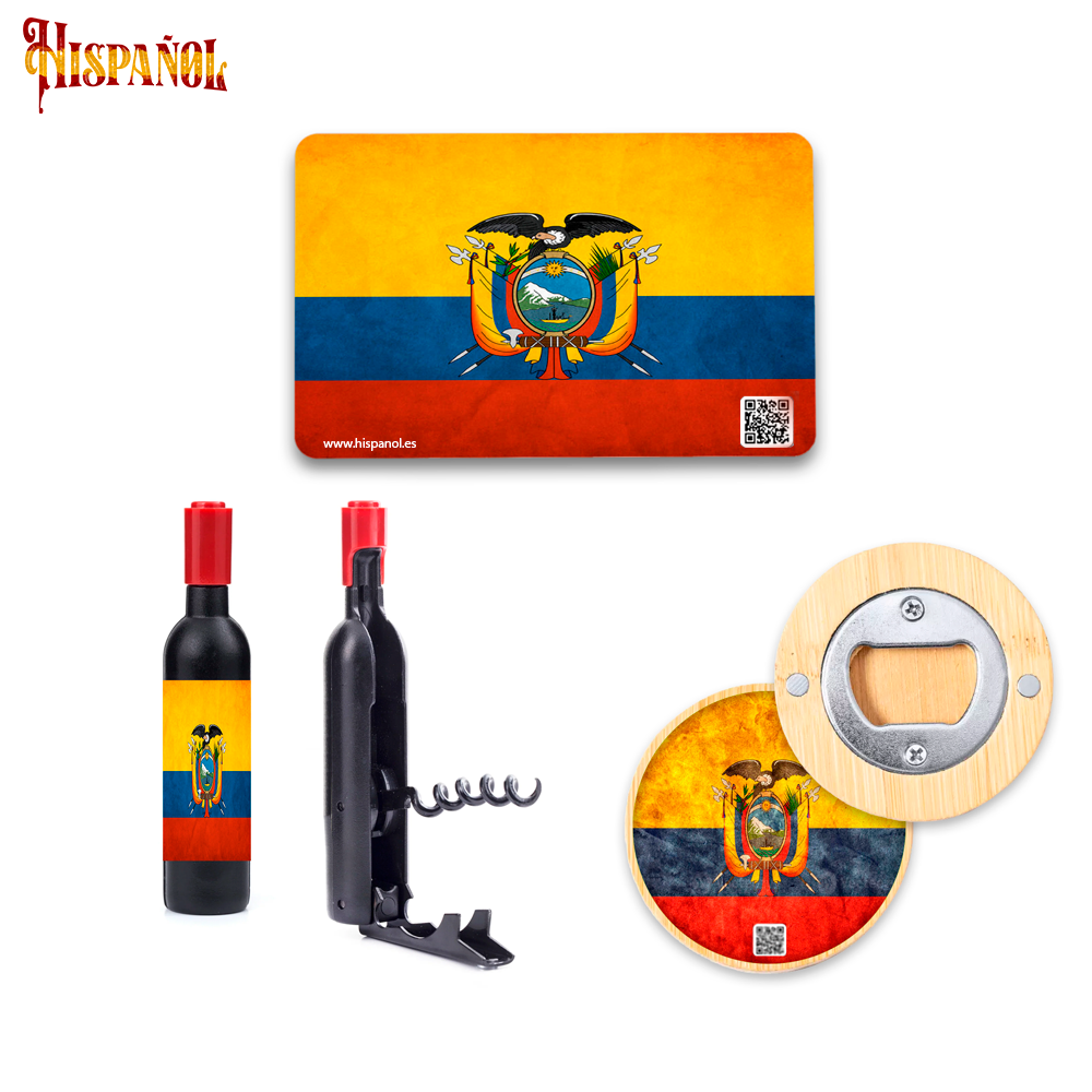 Pack Cocina Ecuador - Sacacorchos + Imán + Abrebotellas con forma botella